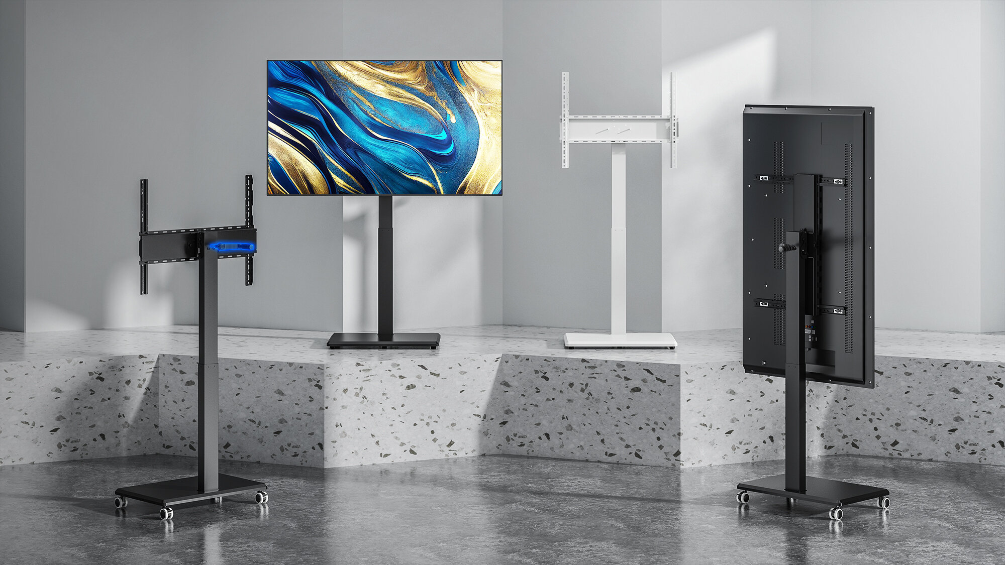 Elevate Your Viewing: Ultimate Crank-Lift TV Cart with Swivel & Portrait to landscape – Tailored for Versatile Living